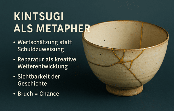 Kintsugi Konflikte als Chance Tonschale repariert mit Gold